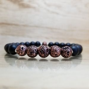 Rose Gold Lava Diffuser Stretch Gemstone Bracelet